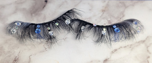 Ice Blue & Black Rhinestone Faux Eyelashes 20-23mm